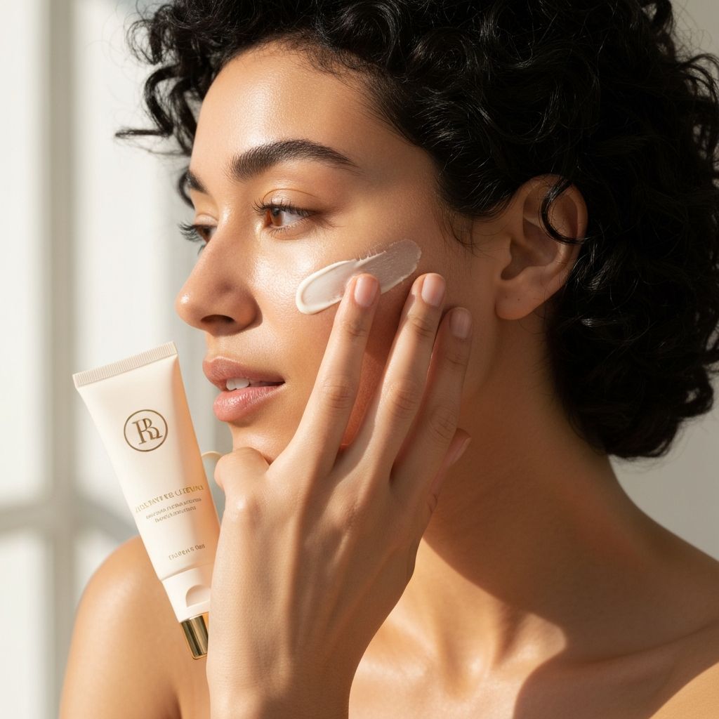 Aplicación de sérum en la cara con las manos