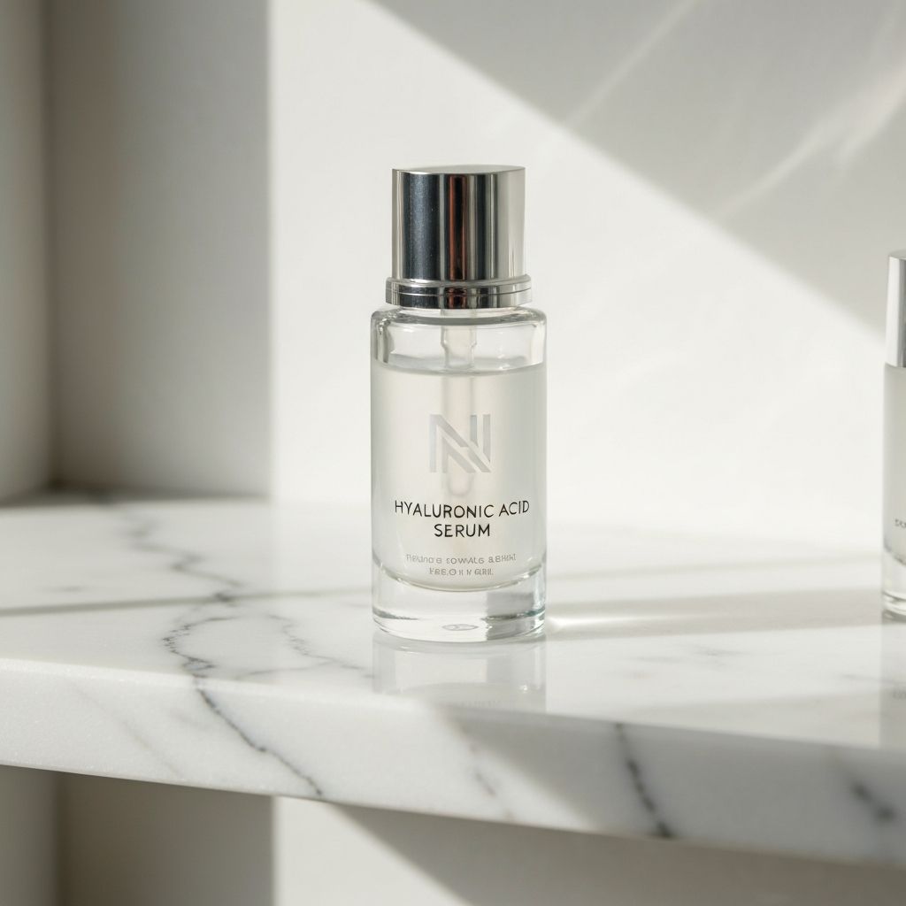 Botella de sérum de ácido hialurónico transparente